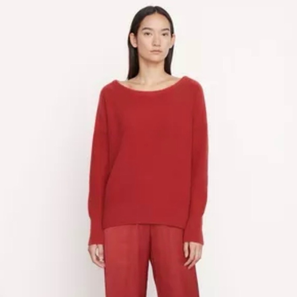 Vince v-back red rust tone cashmere sweater